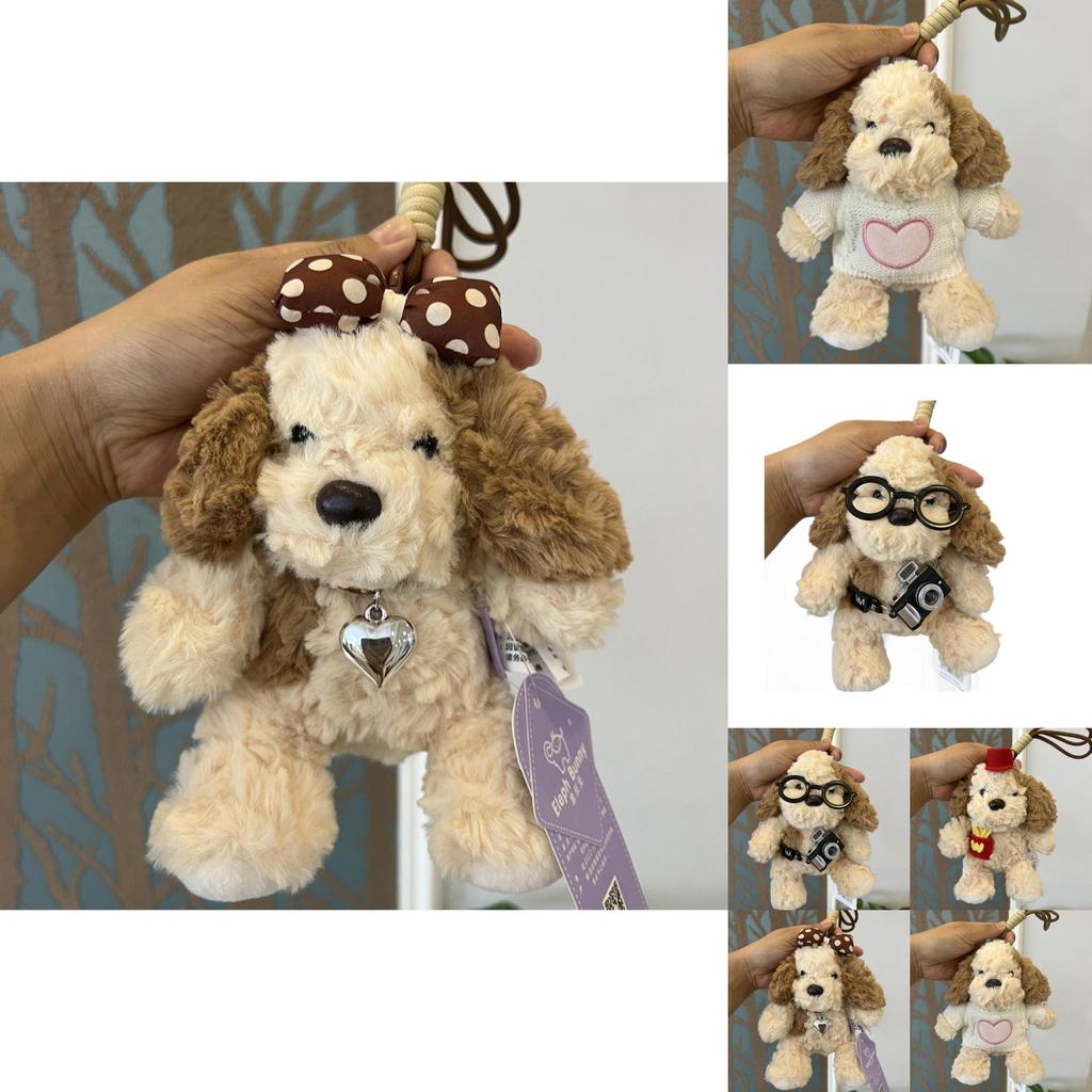 Cute Longeared Egg Tart Dog Keychain Plush Toy For Bag Decor And Gift For Girls