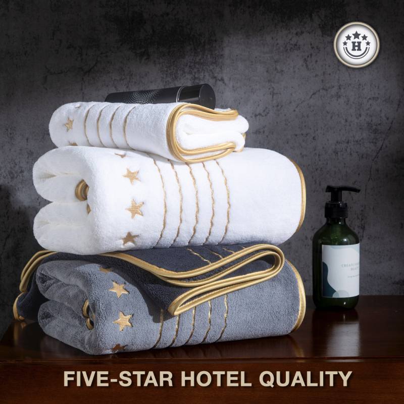 Star Shape Bath Towel Set With Soft Coral Fleece For Bathroom Use