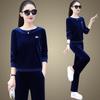 Velvet Soft Casual Sportswear Set for Women - Spring/Autumn Fashion Stylish Round-neck Large Size Two-Piece Set