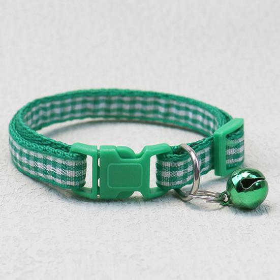 Yousheng Pet Collar Plaid Pattern Multiple Colors Vibrant Buckle Bells Small Dog Cat Regular Collar Pet Accessories