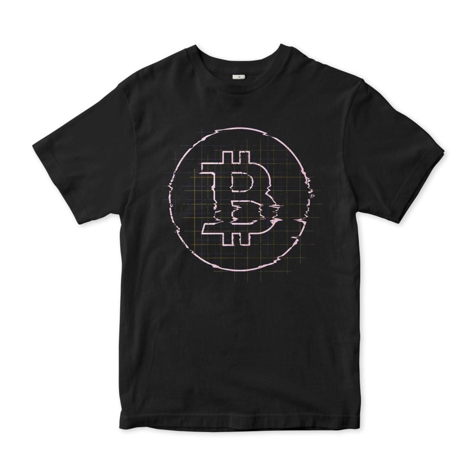 Bitcoin Glitch Logo T-Shirt, Men s and Women s Sizes (BTC-89441) L