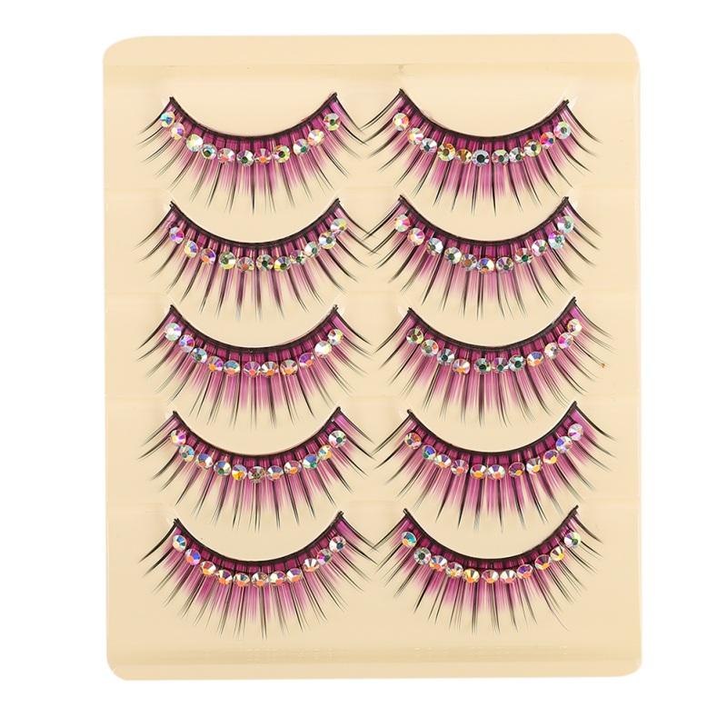 

5 пар косплей необычный мяч Хэллоуин цветные накладные ресницы толстые накладные ресницы мерцающие блестящие длинные толстые наращивание алмазов