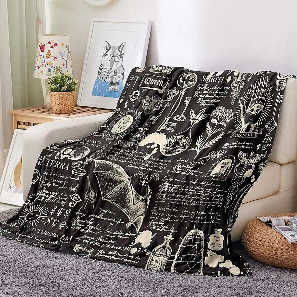 Bohemian Blanket Sun Moon Starry Sky Black Flannel Blanket