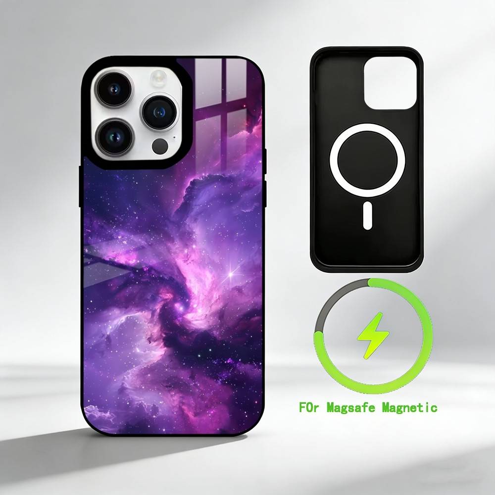 G-galactic nebula Phone Case For iPhone 17 16 15 14 13 12 Pro Max Plus for Mirror Wireless Magnetic Cover