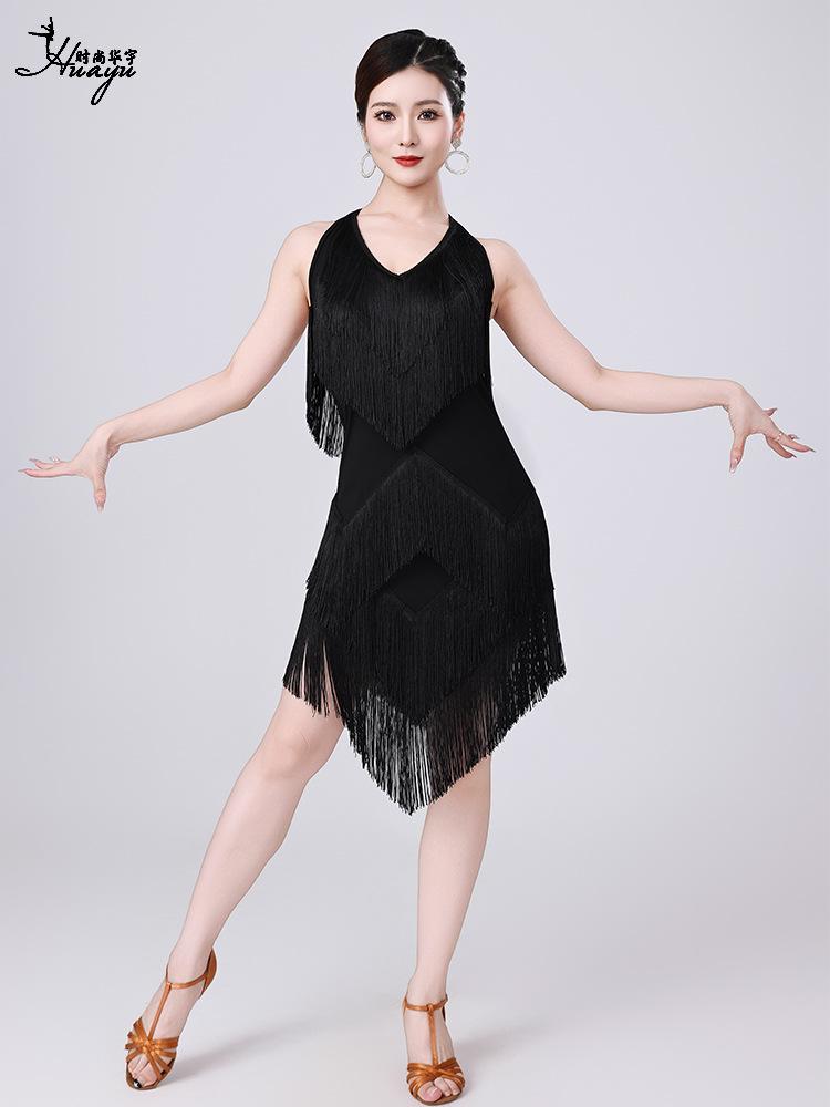 V-Neck Fringe Latin Dance Dress: Sexy Party, Prom, and Performance Costume