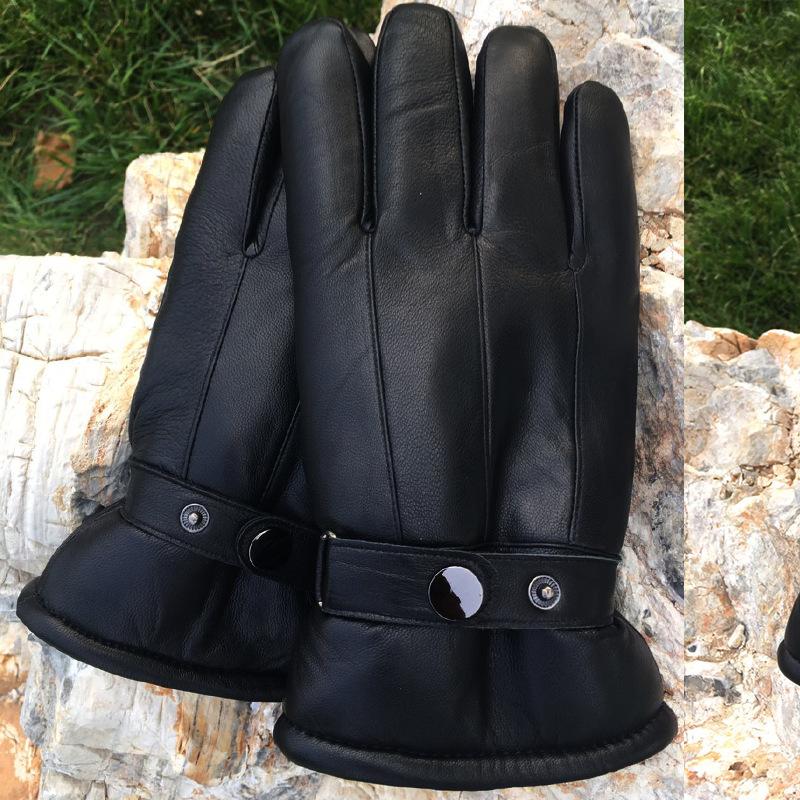 Leather Gloves, Sheepskin and Fur Integrated, Men's and Women's Outdoor Riding, Warm and Thickened, Winter Cycling, Driving, Motorcycle Waterproof
