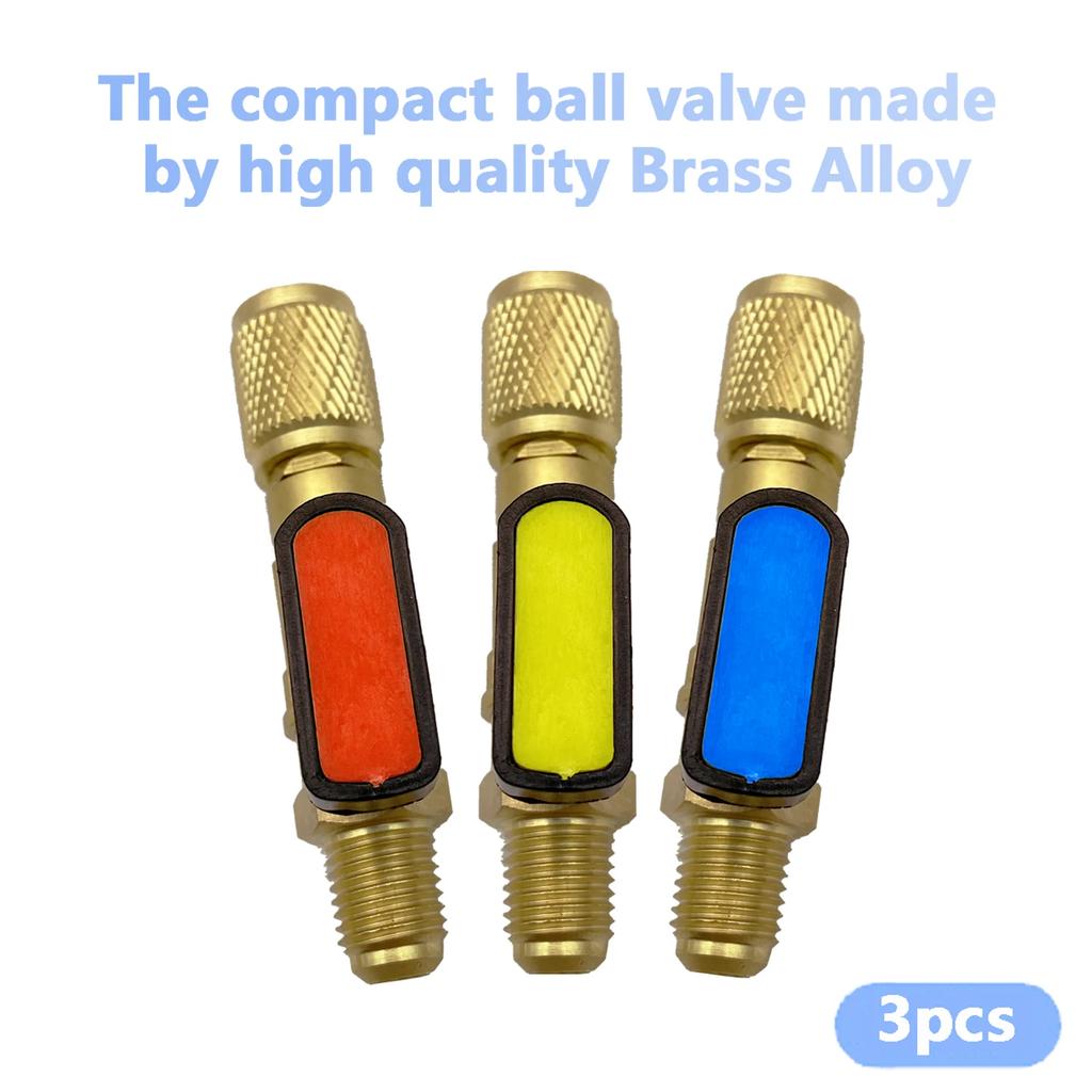 Air Conditioning Refrigerant Ball Valve 1/4" SAE Straight Shut-Off Valve for R134A R410A R22 R12 Charging Hoses AC Refrigerant