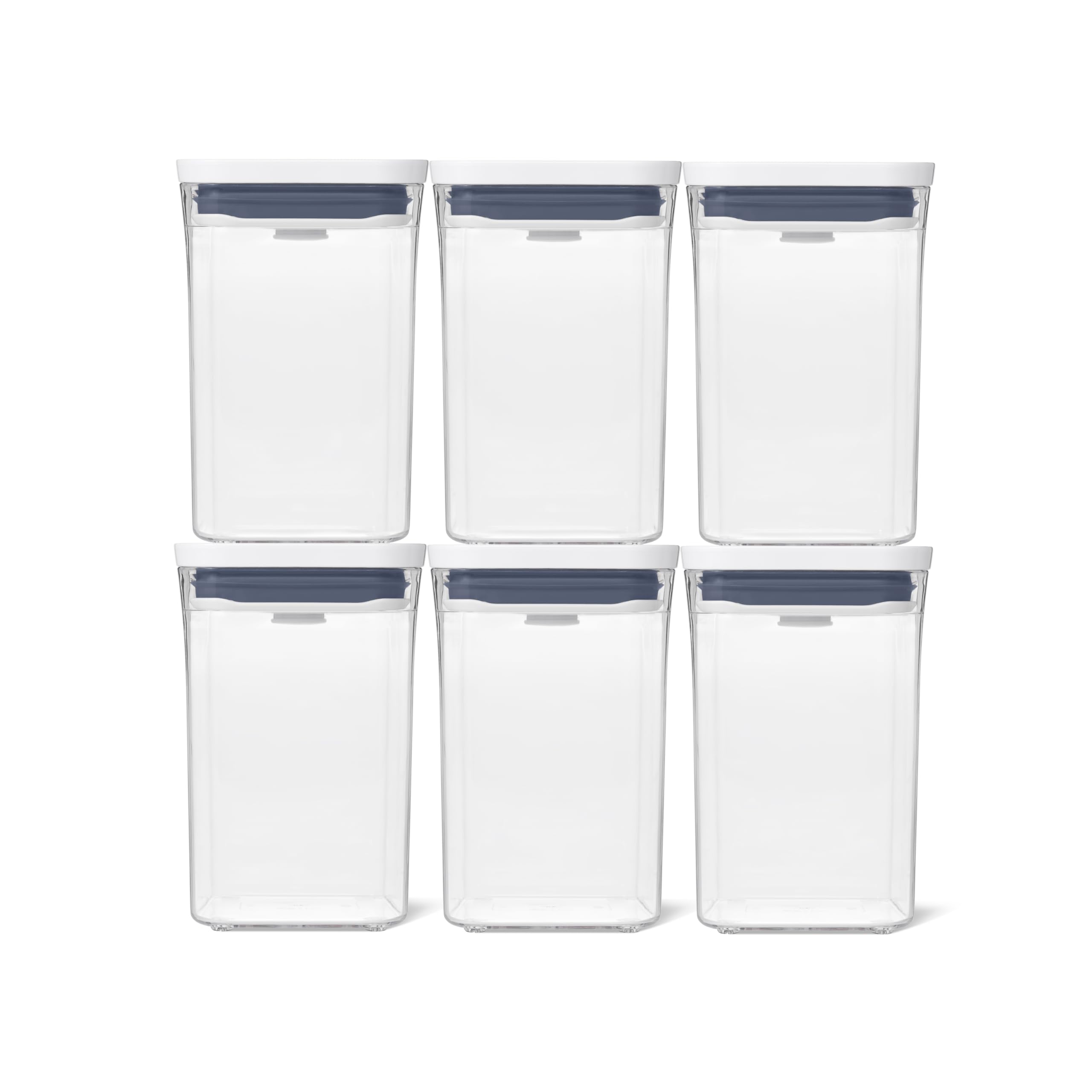 OXO Set of Airtight Plastic Storage Rectangular and Perfect for Kitchen Storage Dry and Moisture 6-Piece Containers, Short, (Food, Condiments, Goods, белый