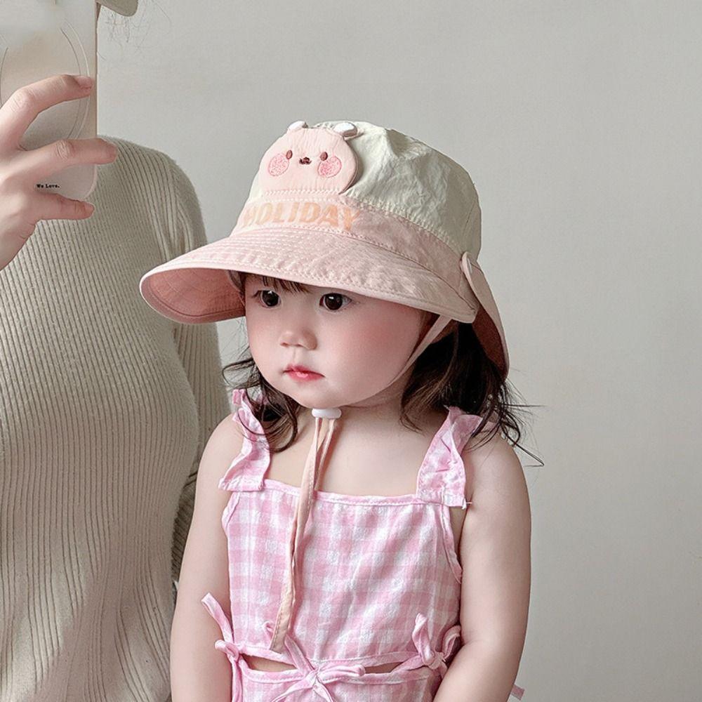 Breathable Kids Shawl Sunhat Cartoon Animals Children Fishman Hat  1-5 Years Old