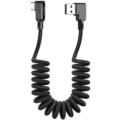 Mcdodo Glue Angle 90° Spring Led Usb Type-C Phone Cable 1.8M Black Ca-7310