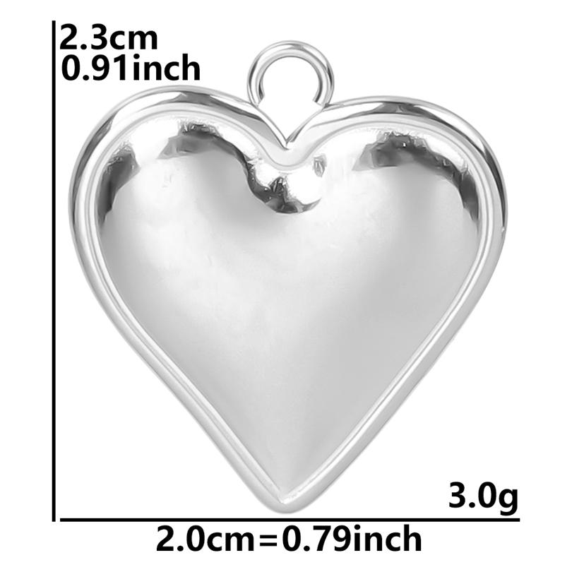 High Quality 6pcs Silver Color Heart Charm Stainless Steel Charms For Jewelry Making Pendnat Breloque Acier Inoxydable Materials
