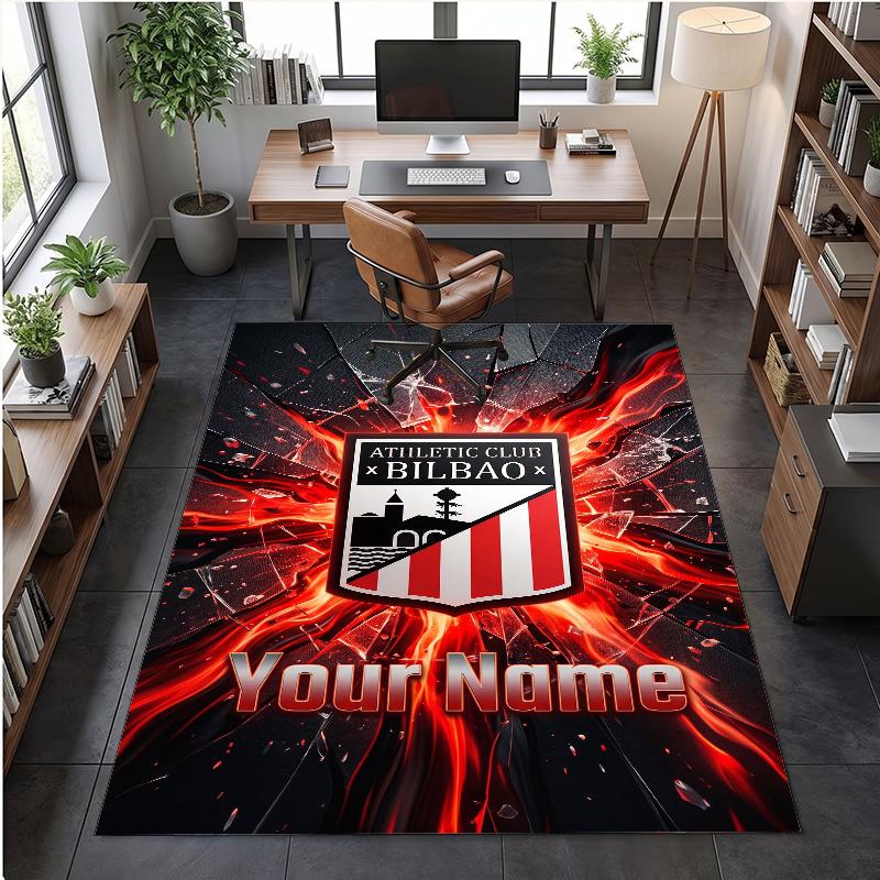 Crystal Velvet Rug Athletic Bilbao FC Print Custom Name Text Floor Mat Home Decor