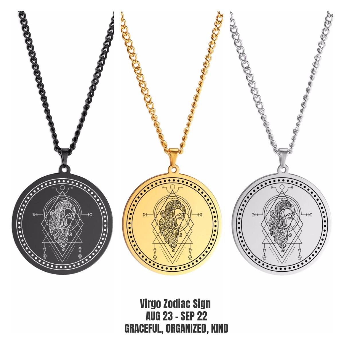 

Stainless Steel Necklaces 12 Horoscope Zodiac Sign Silver Color Pendant Chain Aries Leo Constellation Men Women Friendship Gifts Silver&60cm