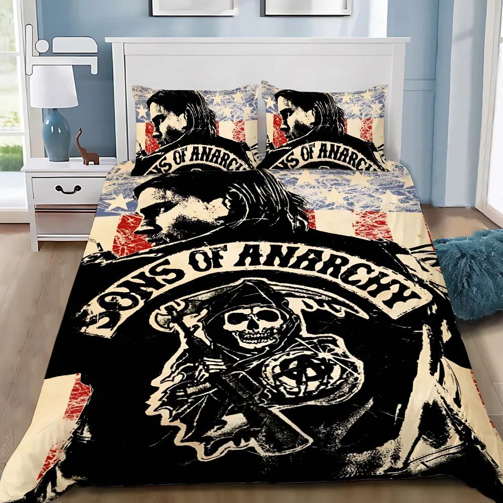 Sons of Anarchy Retro Duvet Cover Pillowcase Bedding Set Adult Boy Girl Bedroom Decoration Children Gift Single Double Size