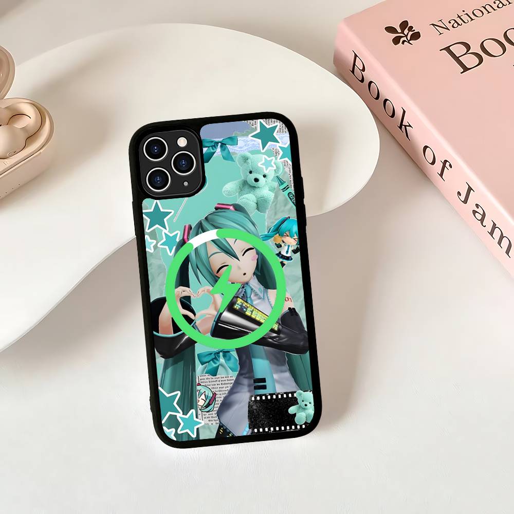 Kawaii H-Hatsune Miku Magnetic Wireless Phone Case For IPhone 17 16 15 14 Plus 13 12 11 Pro Max