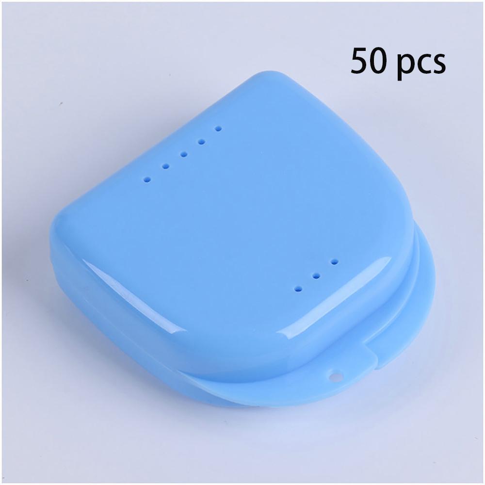 30/50Pcs Denture Box Tray Case Dental Orthodontic Retainer Color Tray Storage Box Plastic Teeth Container False Teeth Protective