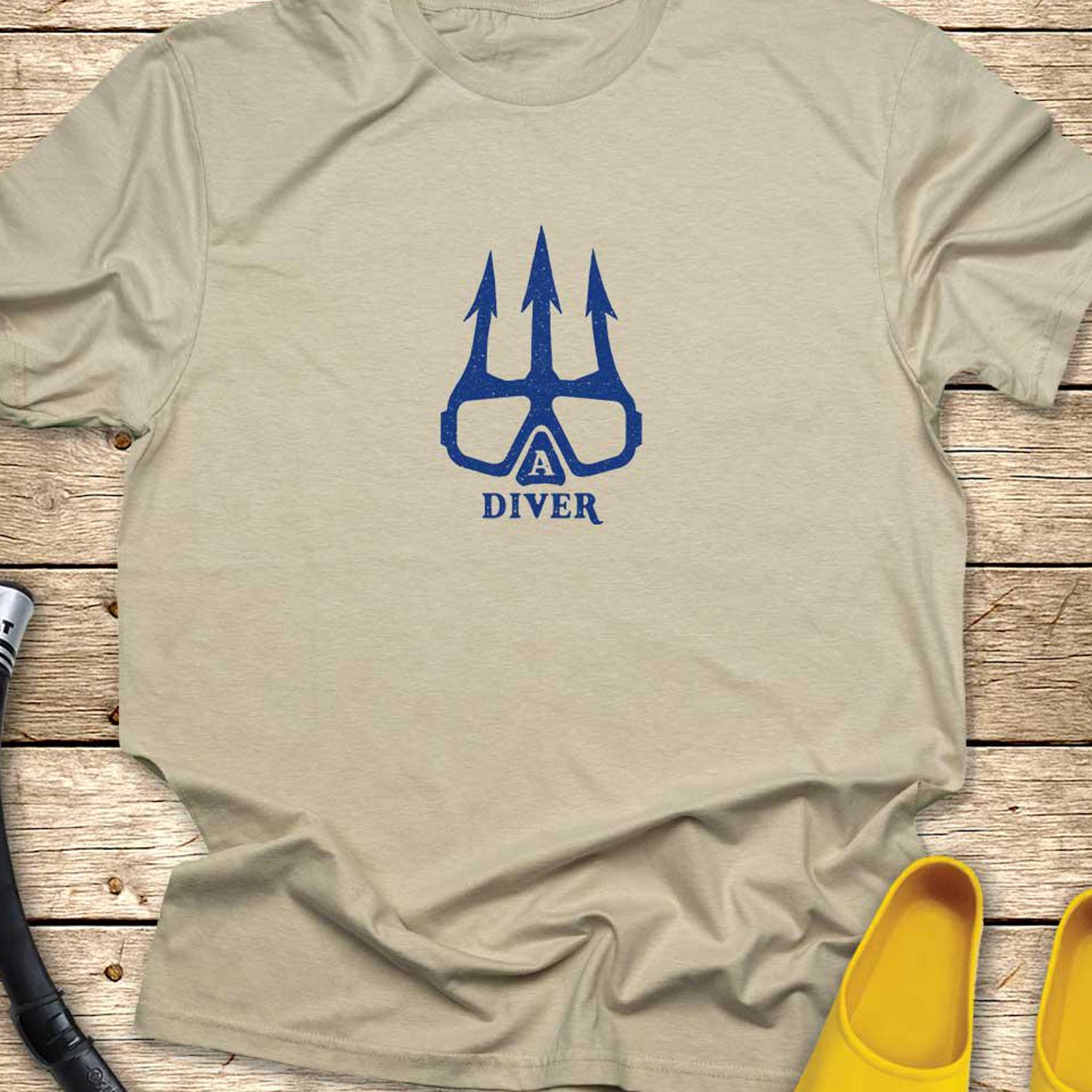 Scuba Diver Trident Mask T-Shirt | Ocean Dive Graphic Tee 4XL