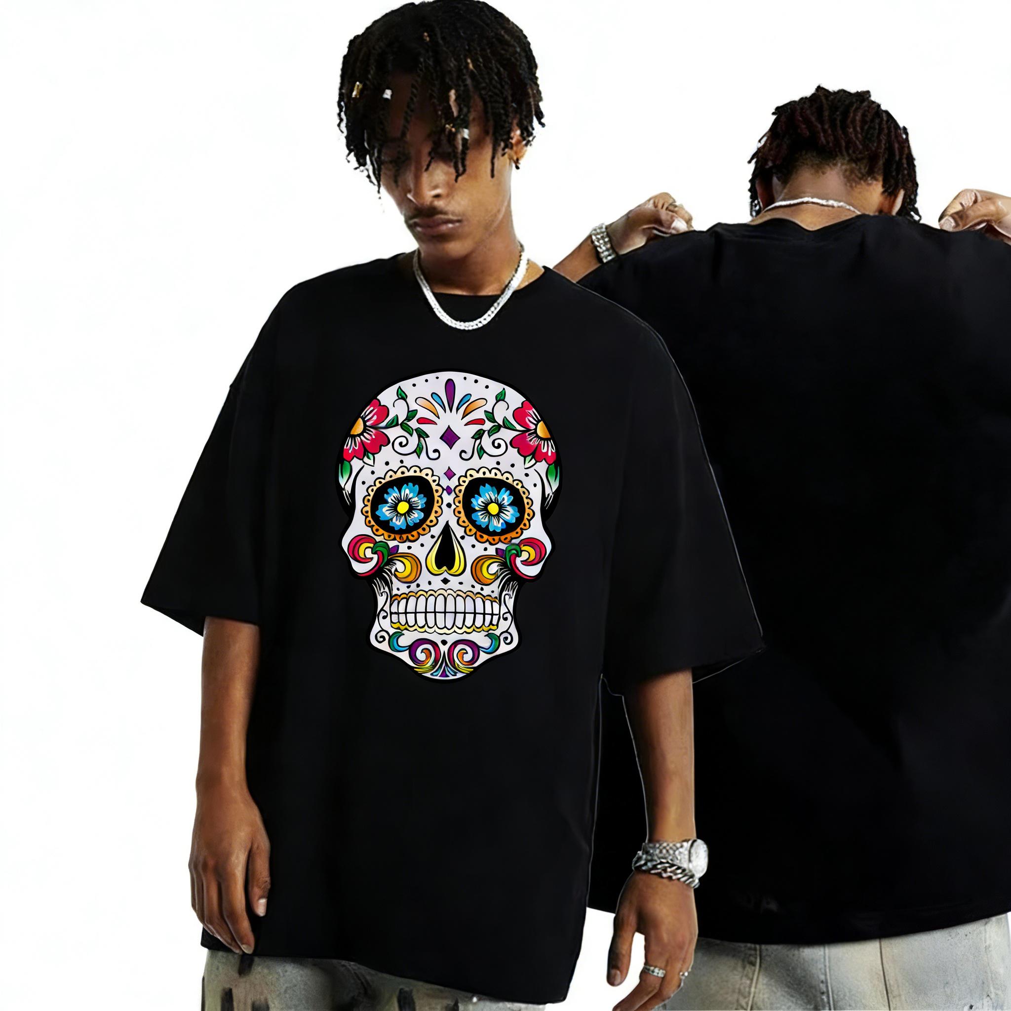 

Mens Tshirt High Quality 100 Cotton Street Style Loose Cool Skull Printed Summer Men T Shirt Casual Short Sleeve for Men 2026 M