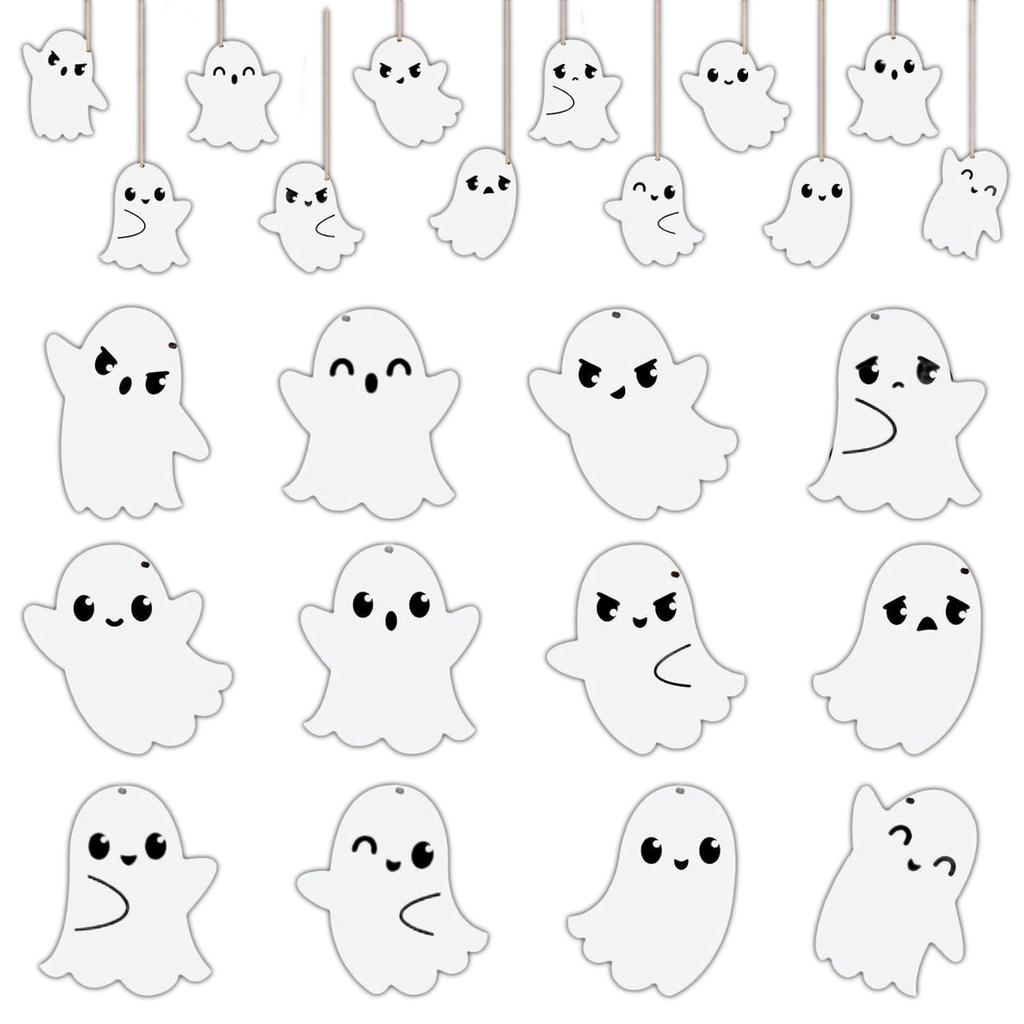 Halloween Pumpkin Decorations Set of 20 Wooden Pumpkin Sign Hanging Ornaments for Home Tree Holiday Party Supplies