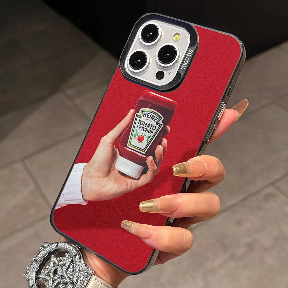 Tomato Ketchup Mustard ART Phone Case For iPhone 17,16,15,14,13,12,11 Plus,Pro Max,XS,Colorful Silver Phone Case Funda Cover