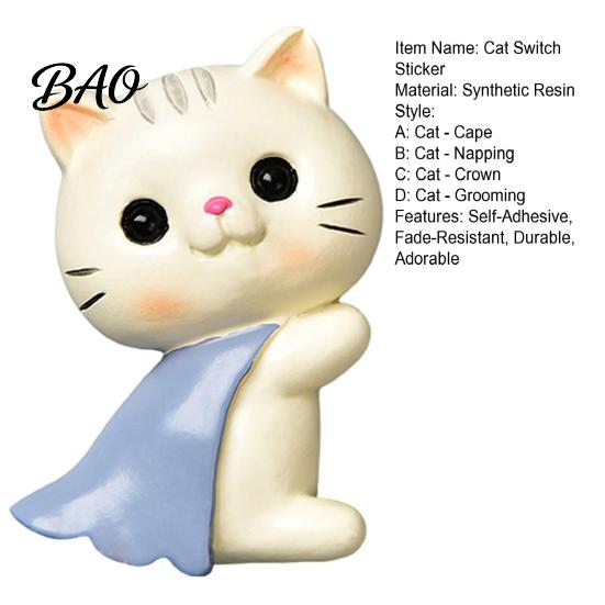 Home Atmosphere Decoration Cute Cat Light Switch Sticker, Adorable Kitten Wall Self?Adhesive Socket Panel Living Room Surround Cover Decor,