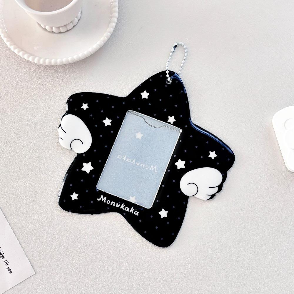 

INS PVC 3 Inch Card Holder With Keychain Plus Size Photo Display Case Kpop Idol Card Display ID Card Case Kpop Idol Photo чёрный