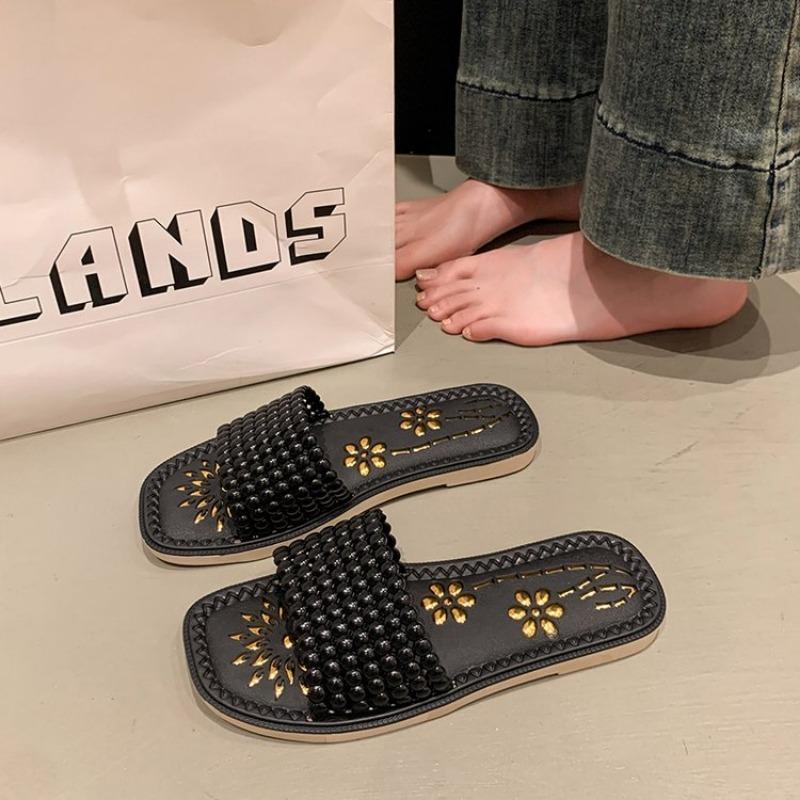 Fashion New lightweight quick-drying woven slippers for women, summer outdoor wear, fairy style, slippers, new wet-water beach