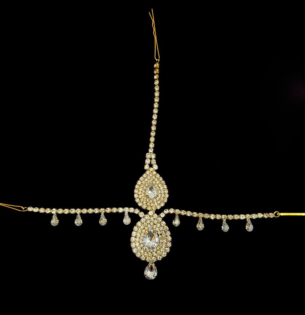 Bridal Zirconia Hair Chain with Diamond Pendant - European/American Crystal Headwear