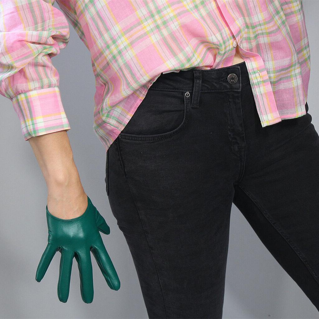 LANGE HANDSCHUHE Kunstleder Lammleder 16" 40cm Kelly Grün Wald Smaragd Touchscreen LLDLLNT