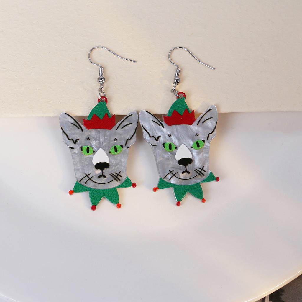 Exaggerated Christmas Elk Snowflake Earrings, Personalized Gloves Snowman Design Acrylic Earrings