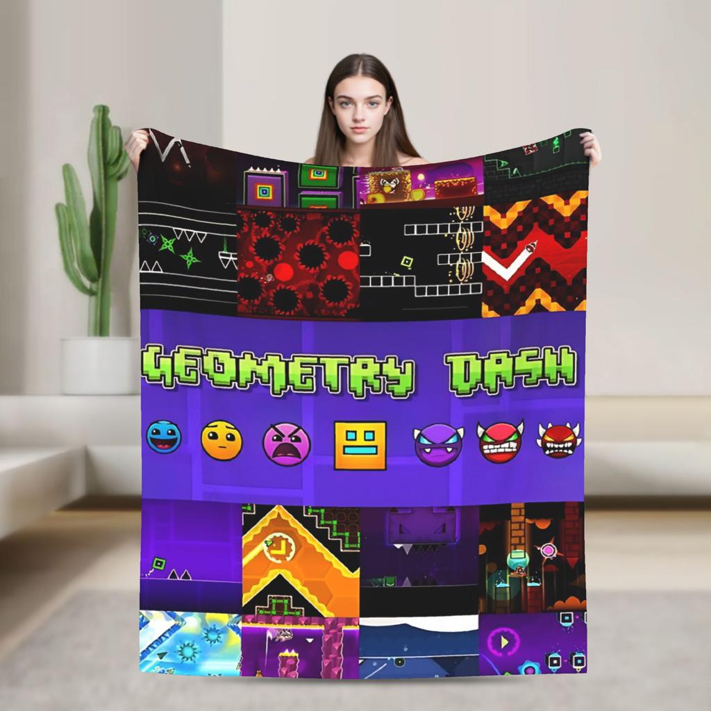 Geometry Gaming Dashed Flannel Blanket  Soft Warm Throw Blanket for Living Room Travel Office Novelty Bedspread Sofa Bed Cover