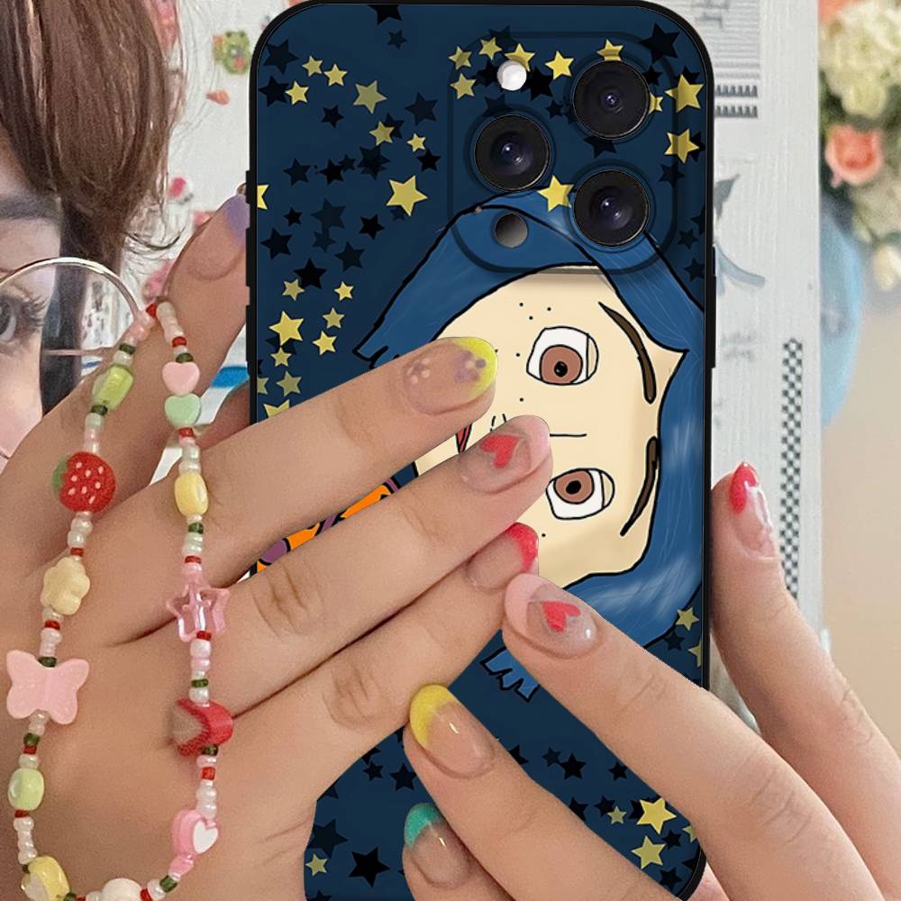 C-CoralineS Phone Case For IPhone 1716 15 14 13 Pro Max 11 12 Mini X Xs XR Black Silicone Cover