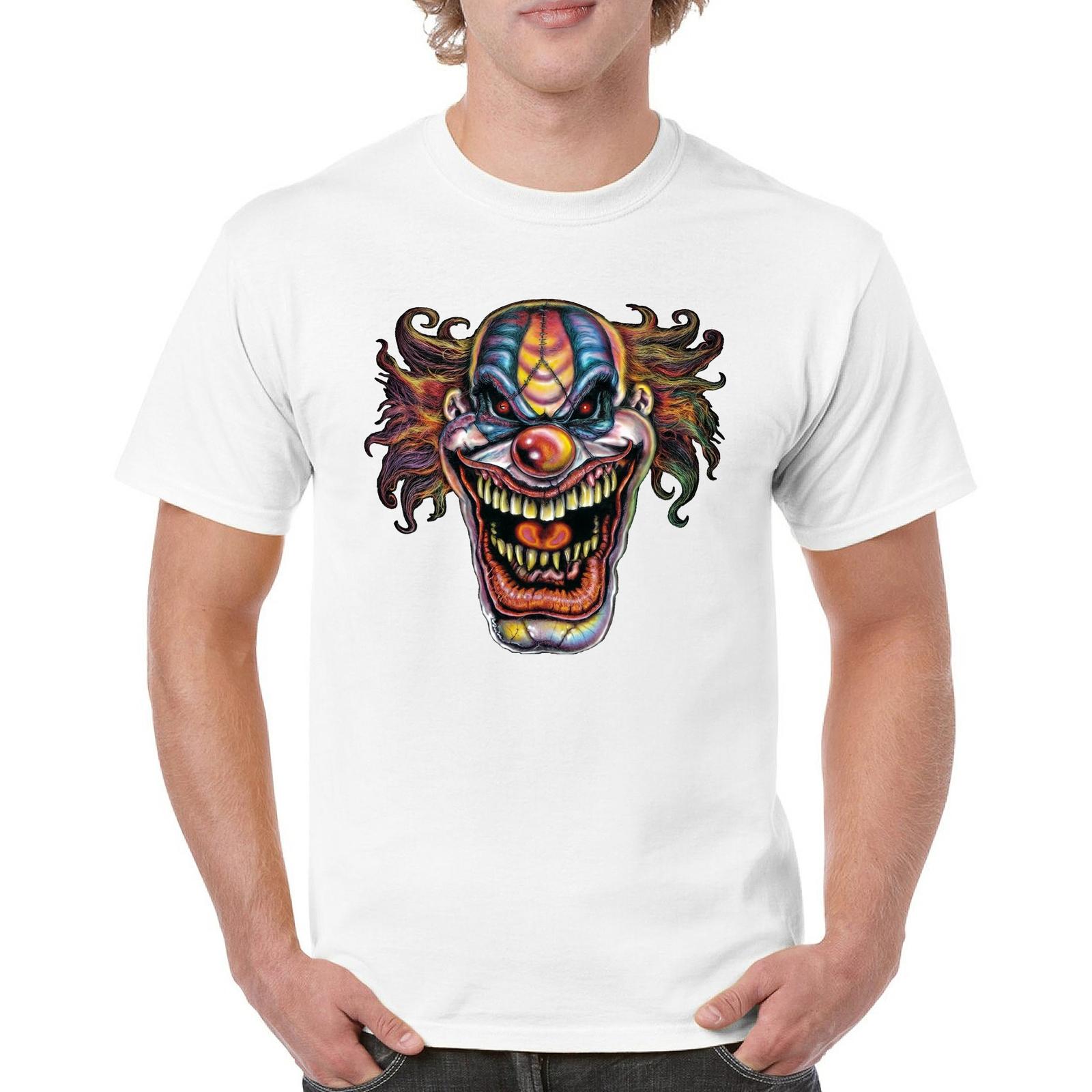 Evil Mad Clown Face T-Shirt Scary Horror Crazy Insane Joker Tee Shirt Halloween S