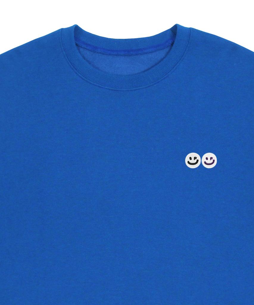 GRAVER [Unisex] Double Smile Embroidered Logo Sweatshirt_Cobalt Blue