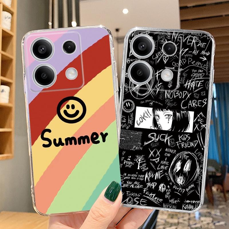 Graffiti Expression Case For iPhone Samsung A55 M34 S24 Xiaomi Redmi 13 Pro 14 Huawei Honor Shockproof Phone Bumper TPU Anti-Scratch Clear Back Cover