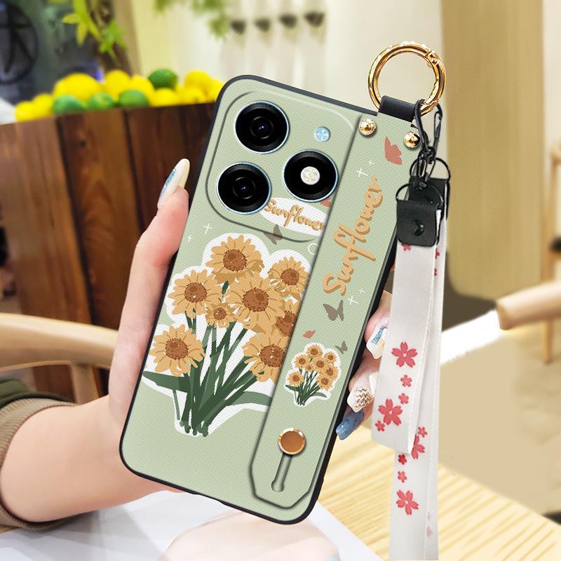Fashion Design Durable Phone Case For Tecno Spark20/KJ5 Flower Anti-knock Phone Holder Anti-dust Dirt-resistant Ring