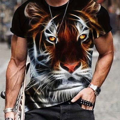 Tiger Animal 3D Print Sport Breathable Men Tshirt Outdoor Street Casual Fashion