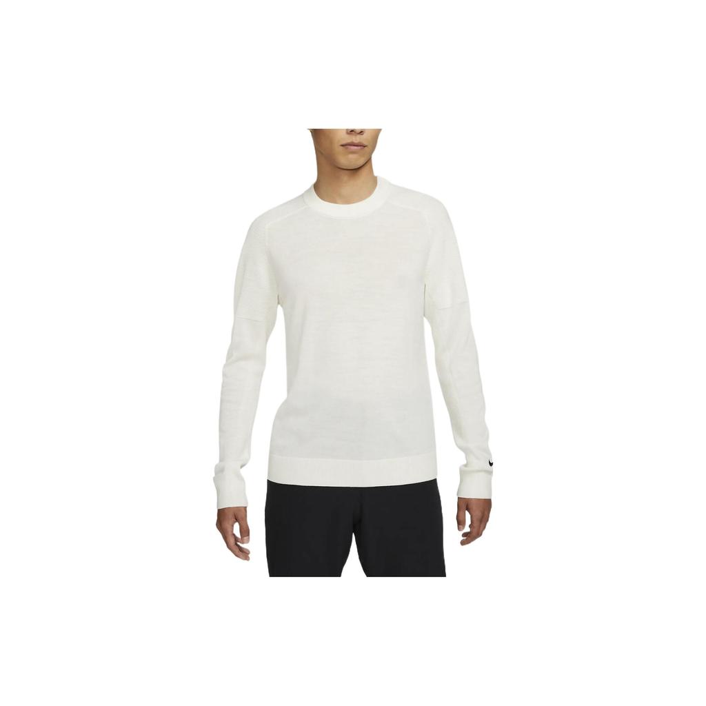 Nike Tiger Woods Solid Elastic Breathable Golf Crew Neck Sweater Men Tops Summit-White CU9783-121