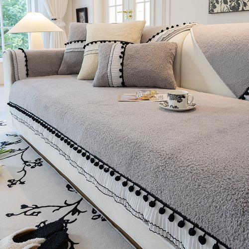 Zimowa Pluszowa Pogrubiona Ciepła Ręcznik na Sofę Prosty i Antypoślizgowy Zimowa Skórzana Pokrowiec na Sofę Domowy Pełne Pokrycie Tkaninowy Ręcznik
