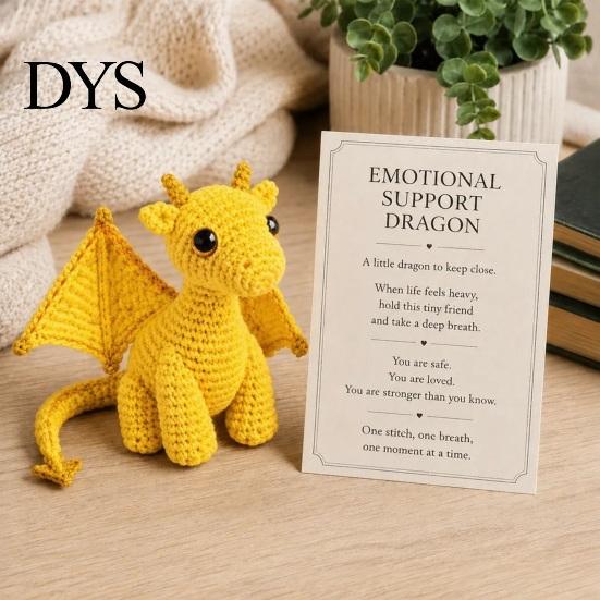 Crochet Dragon Doll with Card, Emotional Support Handmade Decor, Mini Decor Knitting Ornament, Inspirational Gifts for Family Friends Toy