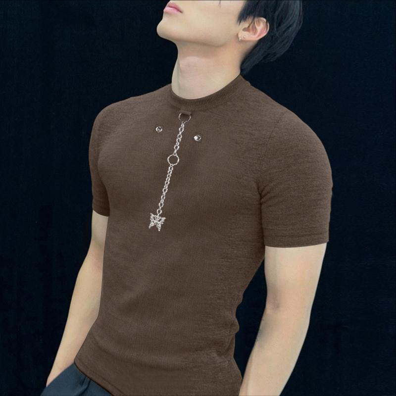 INCERUN Herren Rundhals Kurzarm Einfarbig Lässig Enganliegend T-Shirts Oberteile