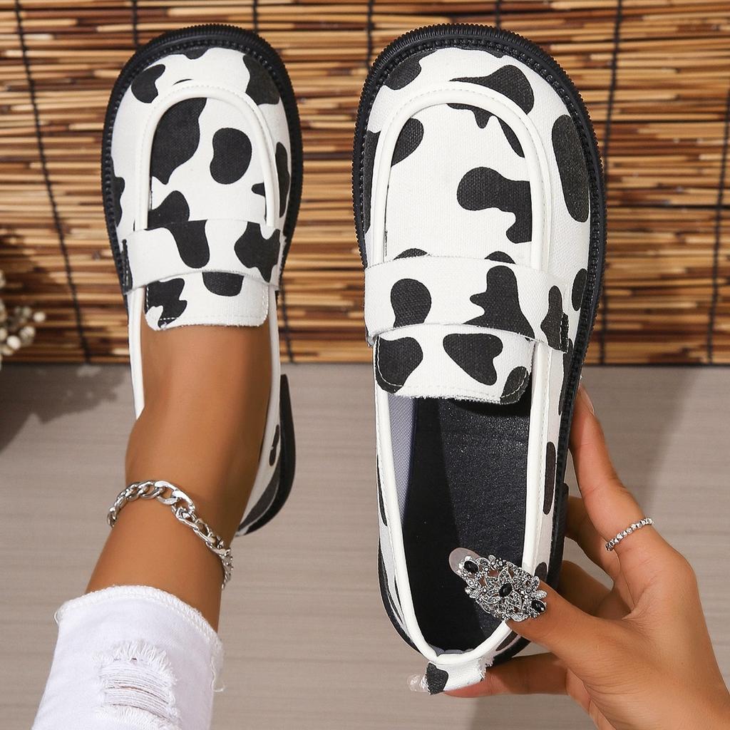 Wear Thick Soled Cow Print Soft Surface Lightweight and Comfortable Women's Single Shoes for Outerwear