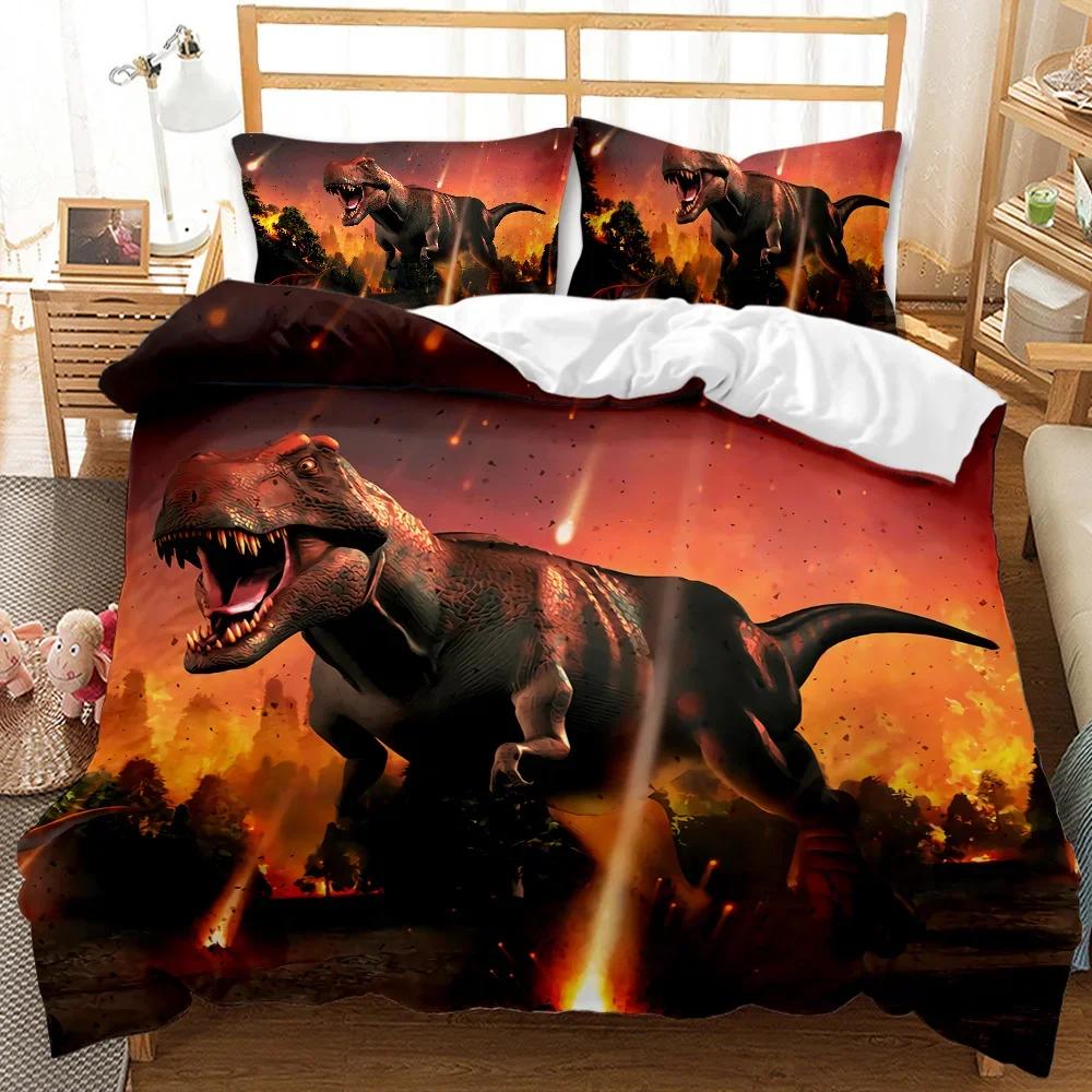 3D Dinosaur Bedding Sets Jurassic World Battle Duvet Cover Unique Dinosaur Quilt Cover Kids Boys King Polyester Comforter Cover