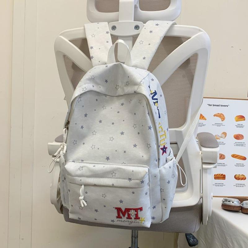 Schoolbag Korean Version Ins Star School Bag Women's High Value Large Capacity Backpack Junior High School College Student Commuter Versatile Backpack
