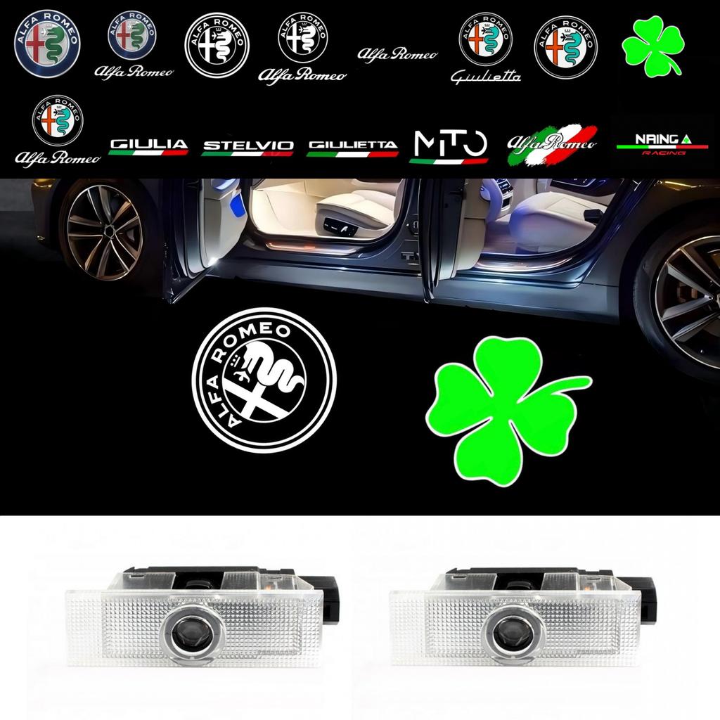 APQU7 2X Led Car Door Welcome Projector For Alfa Romeo 159 166 Giulia Mito Giulietta Stelvio Brera Ghost Shadow Lamps Decorative Light