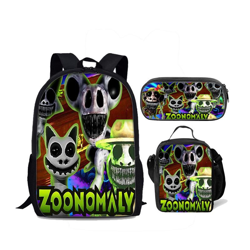 Beliebte jugendliche Neuheit Zoonomaly 3D-Druck 3 Stück/Set Studenten-Reisetaschen Laptop-Tagesrucksack Rucksack Brottasche Federmäppchen