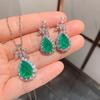 Simulation Paraiba Blue Noblewoman Pendant Emerald Bride Vintage Jewelry Necklace Earring Set