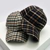 Herbst und Winter Neue Herren Damen Warmer Wollstoff Streifen Karomuster Baseballkappen Vielseitige Mode Britischer Stil Retro Hahnentrittmuster