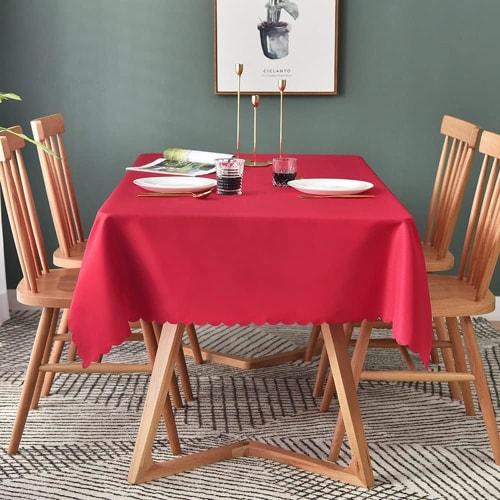 Forhomelife Red Tablecloth, Solid Color, Perfect for Christmas and New Year's, Simple Table Cover, Rectangular, 120x180cm, Washable, Quick-Drying, Thi