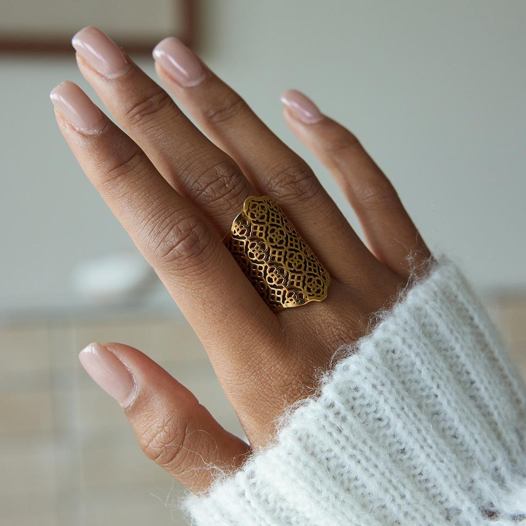 Yori Minimalist Wide Bohemian Open Daily Ring Stainless Steel Versatile Popular PVD Waterproof Jewelry New Gift